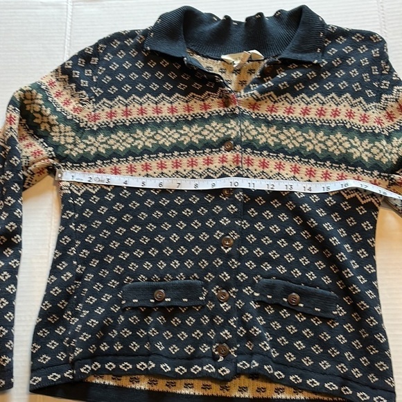 G.H.Bass&Co-looks like a Large-blue/green/tan/red button down cardigan sweater - Picture 9 of 10